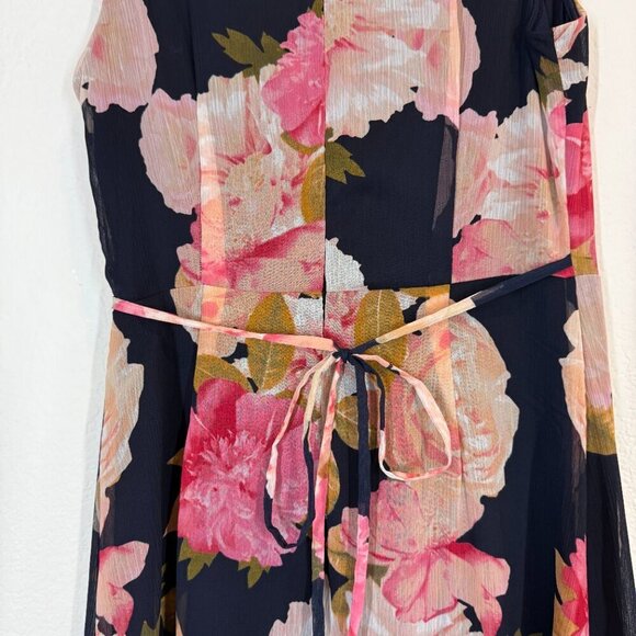 Karl Lagerfeld Paris Maxi Dress Blue Floral Print Spring Chiffon 2 - Picture 8 of 13